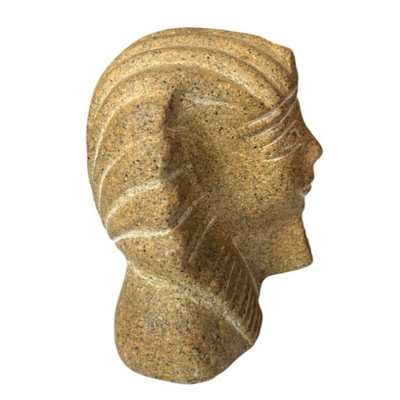 Egyptian King Tutankhamun Figure Bust Granite Egypt 6 x 5-1/2 x 5" - Picture 2 of 5